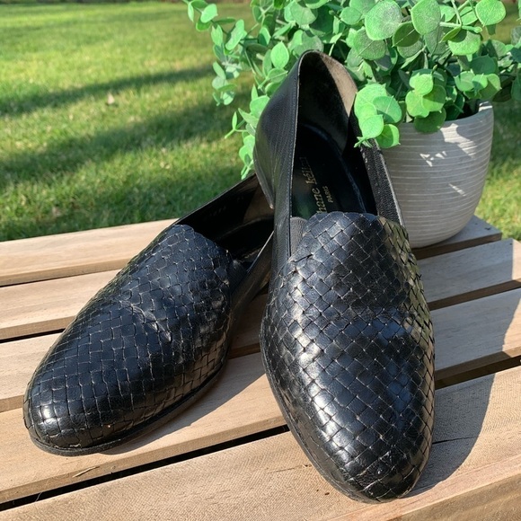 Stephane Kelian Paris Black Woven Leather Slip on Shoes Flats Size 7.5 - Picture 12 of 12